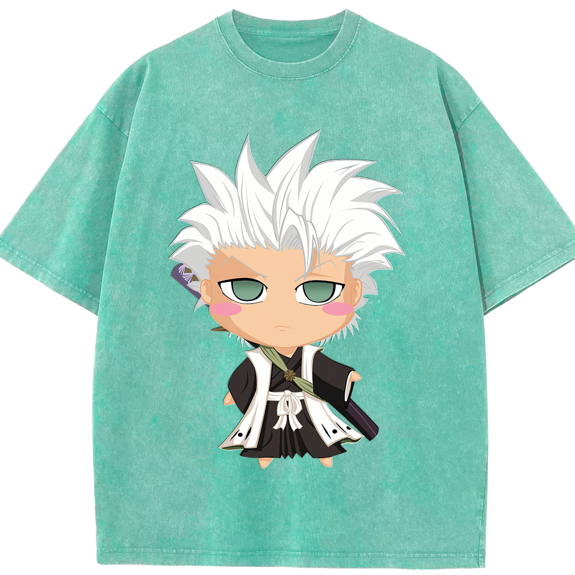 （画像用） ブリーチ 日番谷冬獅郎（ひつがや とうしろう） BLEACH Hitsugaya Toushirou 綿100% ヴィンテージ風 半袖Tシャツ（フロントプリント）